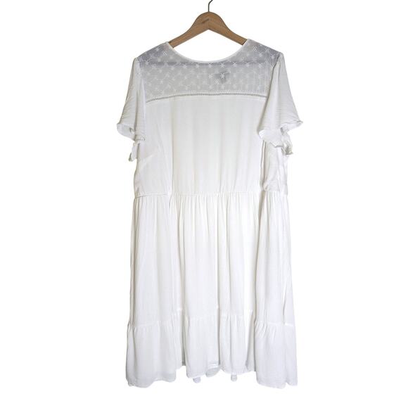 Torrid Eyelet Babydoll White Flutter Sleeve Tiered Dress Women Size 2 2X Boho - Picture 1 of 12